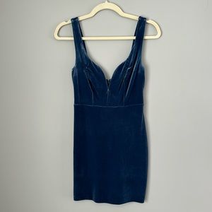 Express Velvet Blue Bodycon Dress